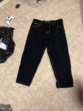Empyre Men’s Relaxed Black Jeans with Contrast Stitching